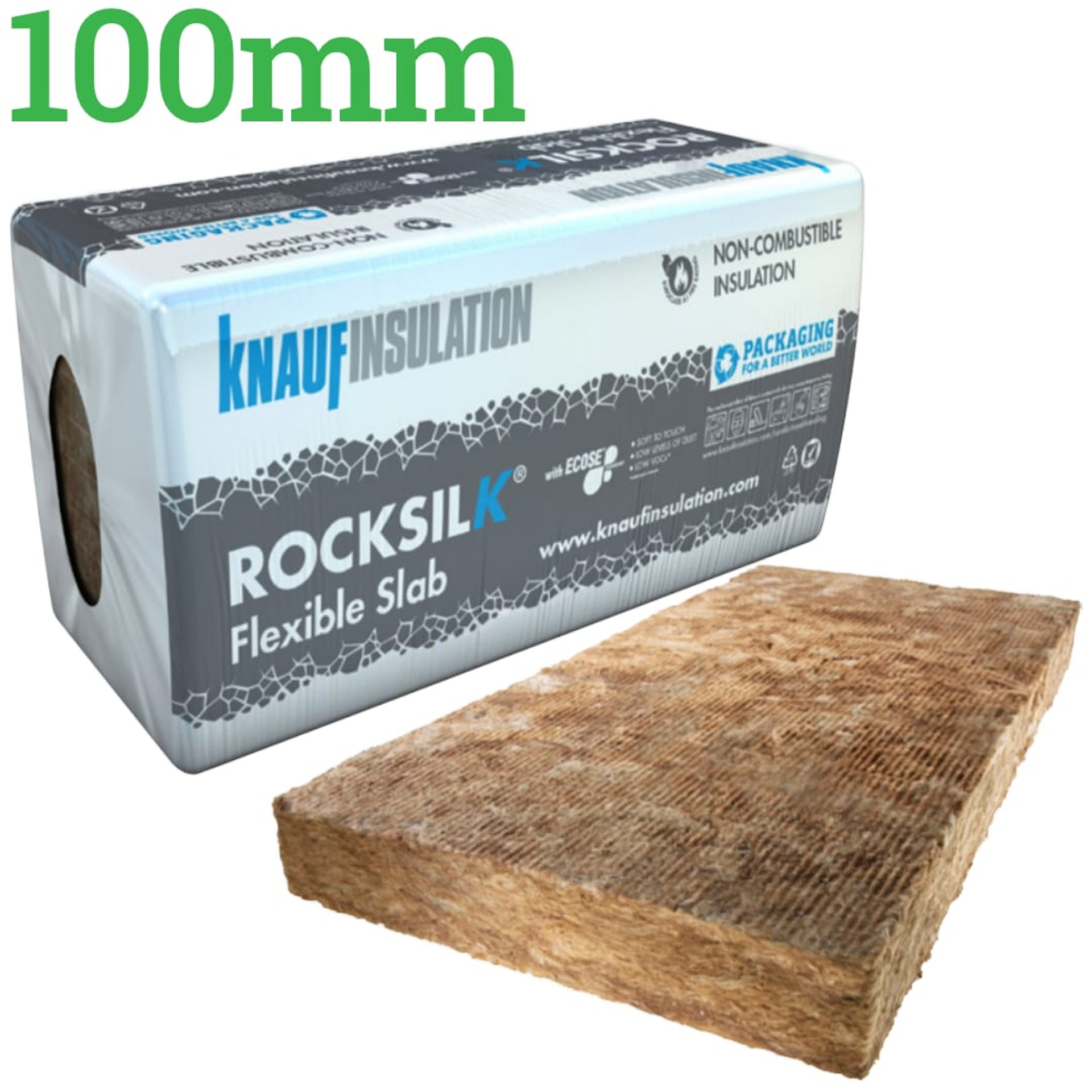 100mm Knauf Rocksilk Flexible Insulation Slab Multi-purpose ( Pack of 6 ) - image
