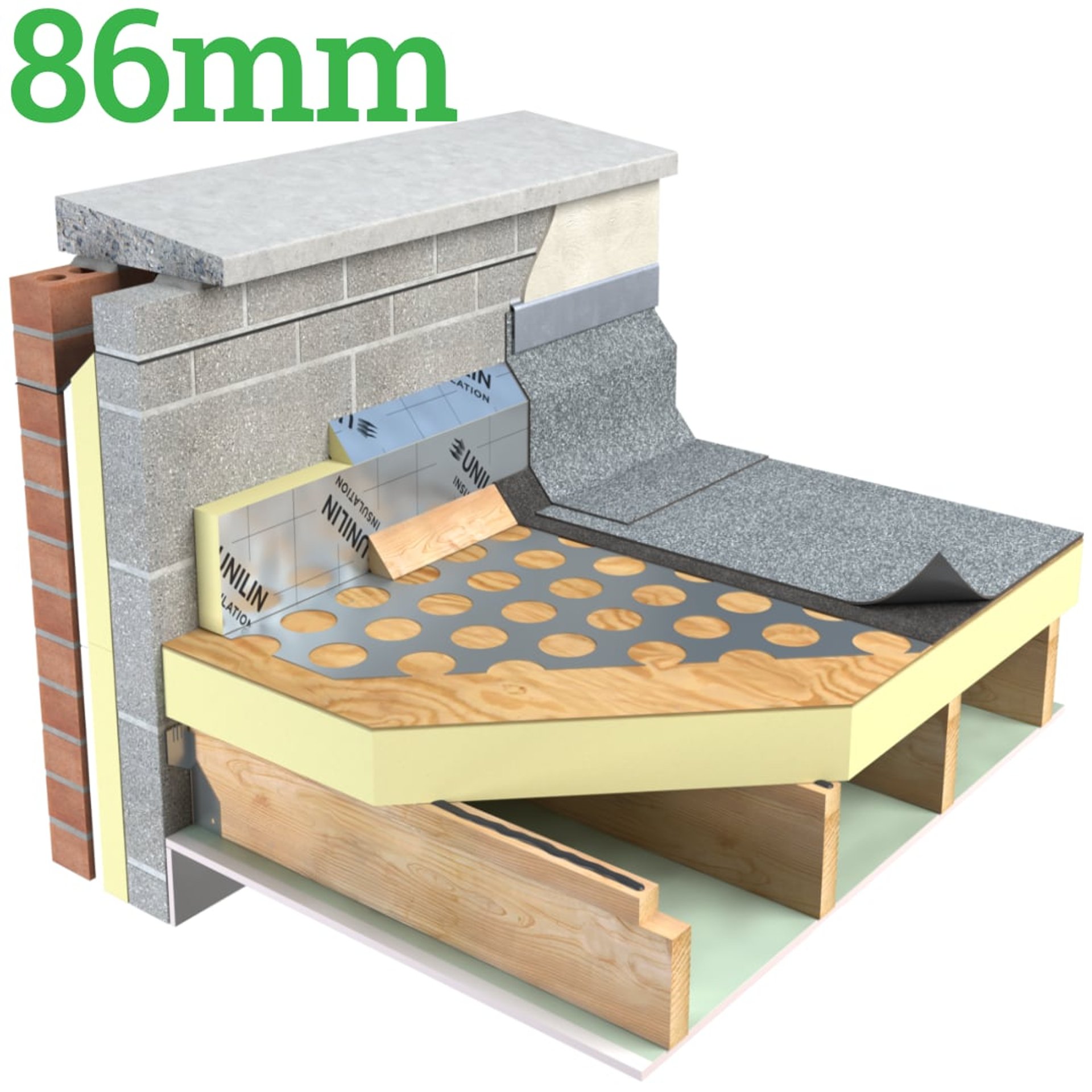 86mm Unilin FR/TP Thin-R Thermal Ply Flat Roof Insulation Board - image
